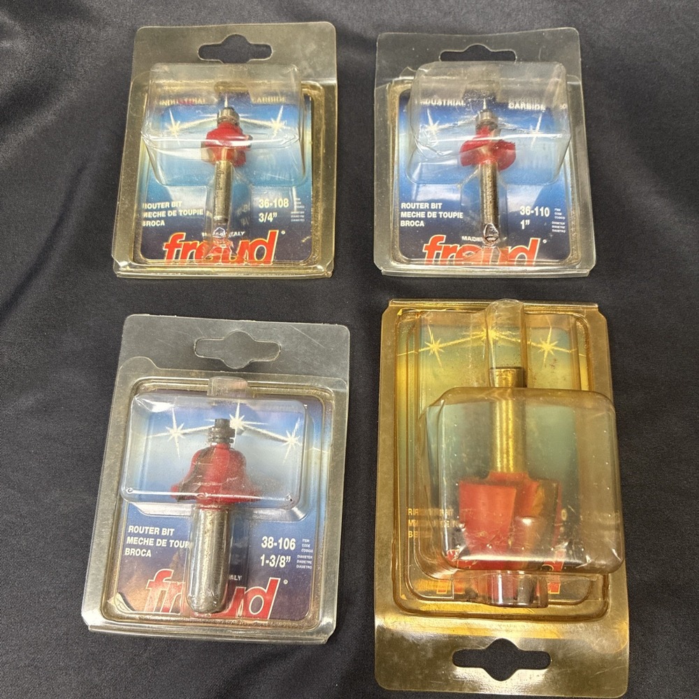 Freud Router Bits Lot of 4 36-108 36-110 38-106 99-320 Red Carbide New